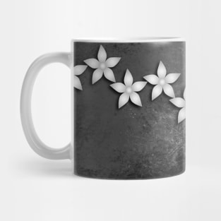 Spectacular silver flowers on black grunge texture Mug